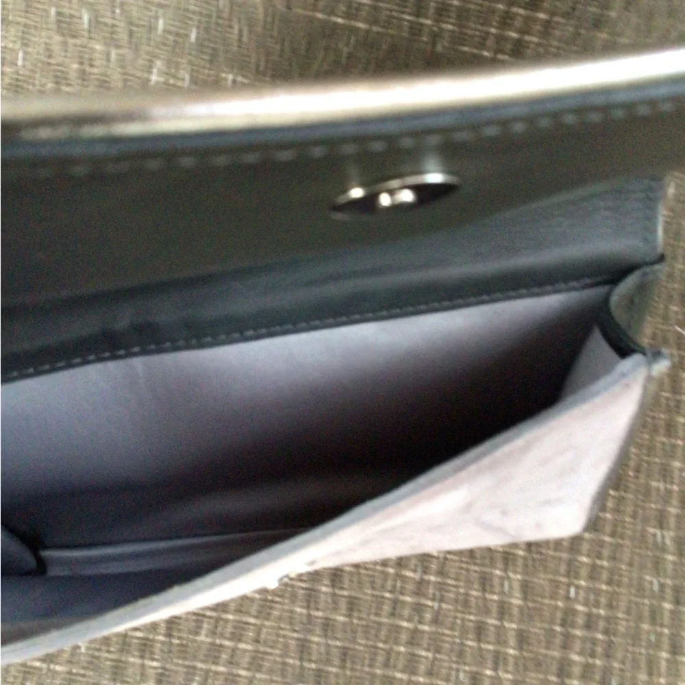 Mellow Yellow Gray Suede/ Black Leather Clutch Shoulder Bag